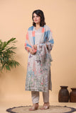 Gosriki Women'S Cotton Blend Printed Straight Kurta With Pant & Dupatta (Rml Beige-Gs_L_Beige_Large),Beige,,B0D3QQZHB8
