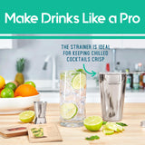 Mixology Bartender Kit - 8-Piece Cocktail Shaker Set with Wood Stand, Recipe Cards, and Bar Accessories Ideas (Silver)