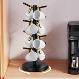 Coffee Mug Holder Tree, Upgraded 360 Rotated Coffee Cup Holder for Counter, Wood Coffee Mug Tree, Coffee Mug Rack with 8 Hooks, 