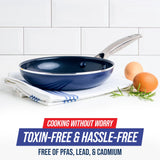 Blue Diamond Frying Pan 8Skillet, Diamond Infused Healthy Ceramic Nonstick, PFAS and PFOA-Free, Dishwasher and Oven Safe, Ev