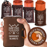 Worlds Toughest Emergency Blankets [4-Pack] Extra-Thick Thermal Mylar Foil Space Blanket | Waterproof Ultralight Outdoor Surviva