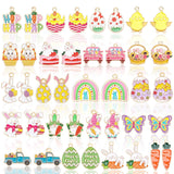 MARFOREVER Easter Charms, 40Pcs/20 Pairs Easter Charms for Jewelry Making, Assorted Egg Bunny Rabbit Enamel Charm Pendants for B