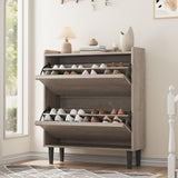 GarveeHome Shoe Cabinet with 2 Flip Drawers, Wooden Shoe Organizer with Adjustable Shelf, Shoe Storage for Entryway, Hidden Shoe
