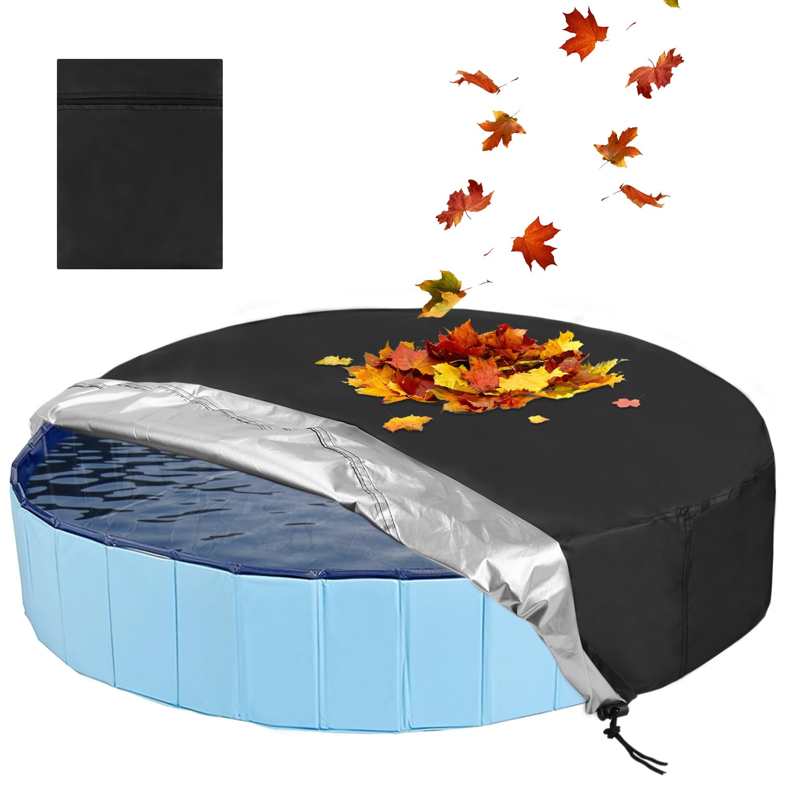 Rypet Dog Pool Cover Foldable Round Pool Cover Pet Collapsible Swimming Pools Covers Portable Pet Pool Covers Pools Accessories For Dog Pool Bathing Tub,Covers