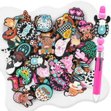 Silicone Focal Beads for Pens Cow Accessory Kit 60 Pcs Colorful Round Beads for Keychain Making Bracelet Necklace Handmade Craft