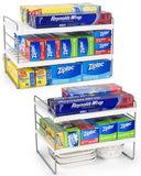 2 Pack Expandable Kitchen Wrap Organizer Rack, Height & Width Adjustable Aluminum Foil and Plastic Wrap Organizer for Pantry, Ca
