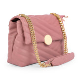 Adisa Women'S Girls Quilted Cross Body Sling Bag With Gold Chain (Sl5136) (Pink),Pink,,B0DDC8S128