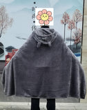 Anime Throw Blanket Flannel Fleece Blanket Cosplay Hooded Cloak Fluffy Shawl Wrap Nap Quilt (67''X35.5'', Gray)