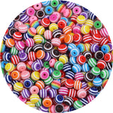 300PCS 8mm Smooth Acrylic Resin Stripe Beads Round Craft Beads for DIY Bracelet Necklace Earrings Keychain Women Jewelry Making 