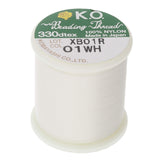 KO Nylon Beading Thread, White Color, Japanese PreWaxed 100% Nylon, 330TEX, Tangle Resistant Knotting Cords, 50m /55 yds Spool,