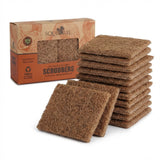 SQUIRREL Natural Coconut Coir Fiber Kitchen Scrubbers 12 Pack Biodegradable Non Scratch Dish Sponges for Eco Friendly Household 