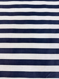 Sedona Designz 60 Wide Navy/White 1 Stripe Poly-Cotton Broadcloth Fabric - Lightweight Woven Fabric for Apparel, Crafts, D cor,