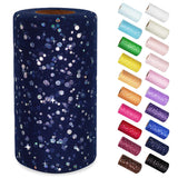Glitter Tulle Rolls, Sequin Tulle Fabric 6 Inch by 50 Yards Sparkle Ribbon Spool with Bows for DIY Tutu Gift Wrapping Table Skir