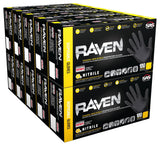 Raven Powder Free Nitrile Disposable Gloves - 10 Boxes / 100 Ea. | 1000 Gloves Total |7 Mil - 2XL | Latex Free, Chemical + Punct