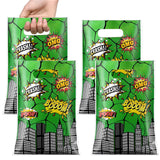 Sweetude 50 PCS Anime Party Green Turtle Gift Bags Anime Theme Treat Party Cartoon Candy Wrapping Bags with Handle for Boys Girl