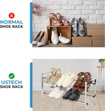 2-Tier Adjustable Freestanding Shoe Rack, Slide-N-Adjust, Chrome Finish