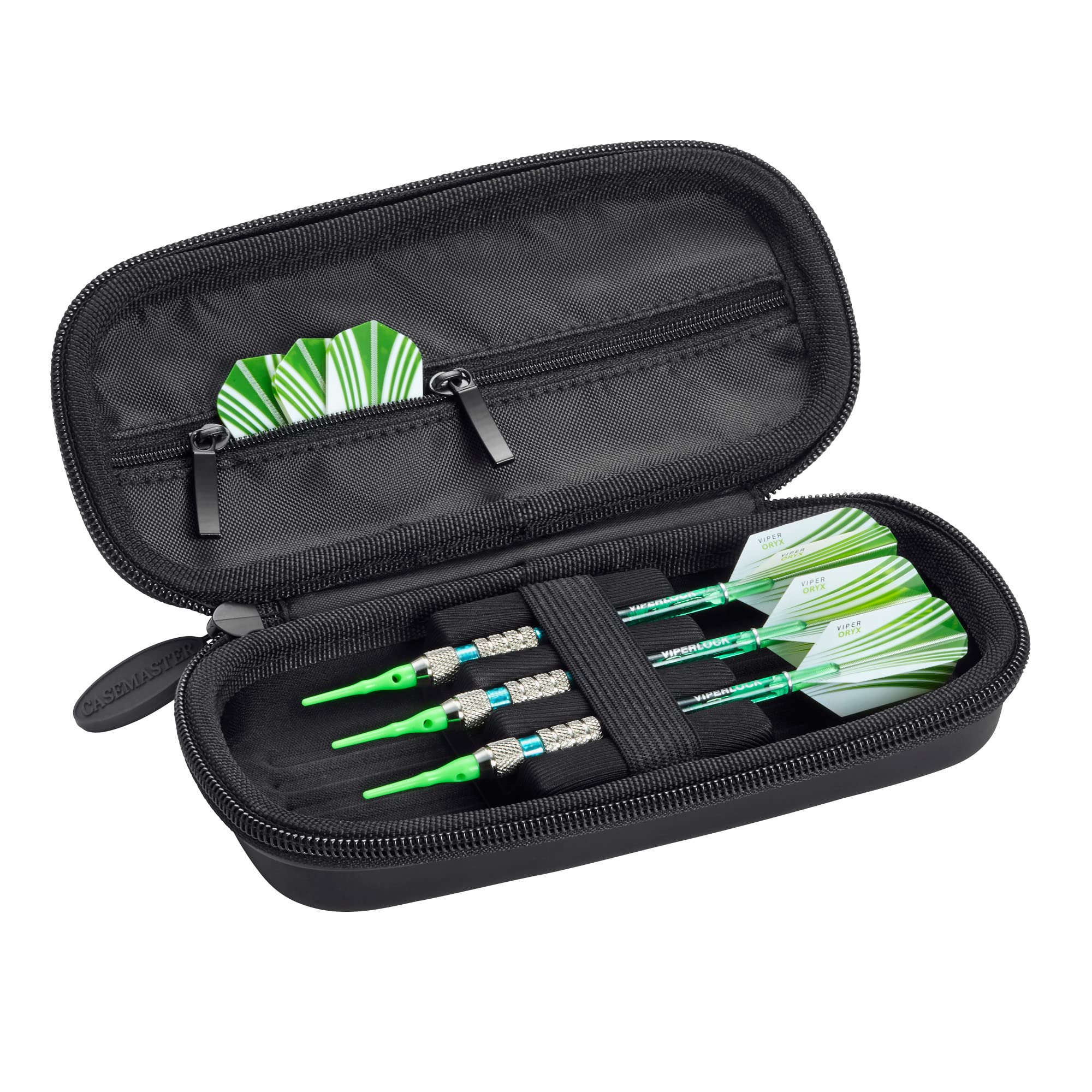 Casemaster Warden 3 Dart Case, Holds Extra Accessories, Shafts And Flights, Compatible With Steel Tip And Soft Tip Darts, Impact & Water Resistant Tactech Shell, Black Zipper
