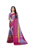 DHRUVI TRENDZ Womens Banarasi Cotton Silk Saree With Blouse Piece (Dt-S167_Purple Pink)