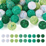 Fashewelry 30pcs Green Bubblegum Beads 20mm Round Sequin Chunky Disco Ball Beads for Saint Patrick's Day Christmas Summer DIY Be