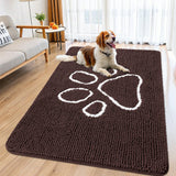 Smiry Dog Door Mat for Muddy Paws, Absorbent Dirt Trapper Non Slip Quick Dry Washable Chenille Mat for Mud Dogs, Entry Rug for I