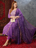 Anni Designer Women'S Cotton Blend Straight Printed Kurta With Pant & Dupatta (Doremi Purple-Jl_S_Purple_Small),Purple,S,,,
