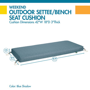 Duck Covers Weekend Water-Resistant Outdoor Bench Cushion, 42 x 18 x 3 Inch, Blue Shadow, Patio Furniture Cushions
