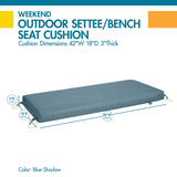 Duck Covers Weekend Water-Resistant Outdoor Bench Cushion, 42 x 18 x 3 Inch, Blue Shadow, Patio Furniture Cushions