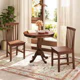Tangkula Mid-Century Modern Dining Table Set for 2, Wooden Round Kitchen Table & 2 Chairs with Cushioned Seats, 3-Piece Compact 