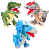 Silipull 3 Pieces Dinosaur Hand Puppets 12 Inch Plush Stuffed Animals Puppet Dinosaur Soft Toys for Animal Storytelling, Teachin