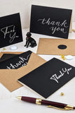 100 Black Thank You Cards with Brown Kraft Envelopes and Stickers - 4 Designs Bulk Notes for Official, Formal, Office, Graduatio