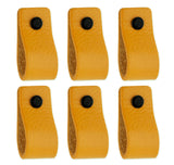 Brute Strength - Leather Drawer Pulls - Ochre Yellow - 6 Pieces - 4-15/16 x 1 Inch - Leather Handle - Cabinet Knobs - Dresser Ha