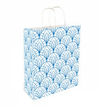 Paper Gift Bags with Handles, Blue Art Deco Pattern, 10x12x4.2 inches, 24 Count