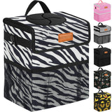 ELONGRIVER Car Trash Can for Car with Lid, Car Organizer Can Trash Bag Hanging Leak Proof Vehicle Trash Can Zebra