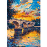 RICUVED Landscape Diamond Art Kits for Adults, Bridge Diamond Painting Kits for Beginners, Sunset DIY 5D Full Round Drill Gem Cr