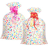 Outus 2 Pcs Extra Large Gift Bags 36'' x 48'' for Birthday Wrapping Gifts Jumbo Plastic Storage Bags with 2 Rolls Pull Flowers f