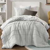 Comfort Spaces Silver Twin Size Comforter Set - 2 Pieces Pintuck Pleated Bedding Sets, All Season Lightweight, Extra Softness Pr