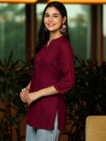 Libas Women'S Viscose Rayon Straight Kurtis (29289I_Maroon Maroon M