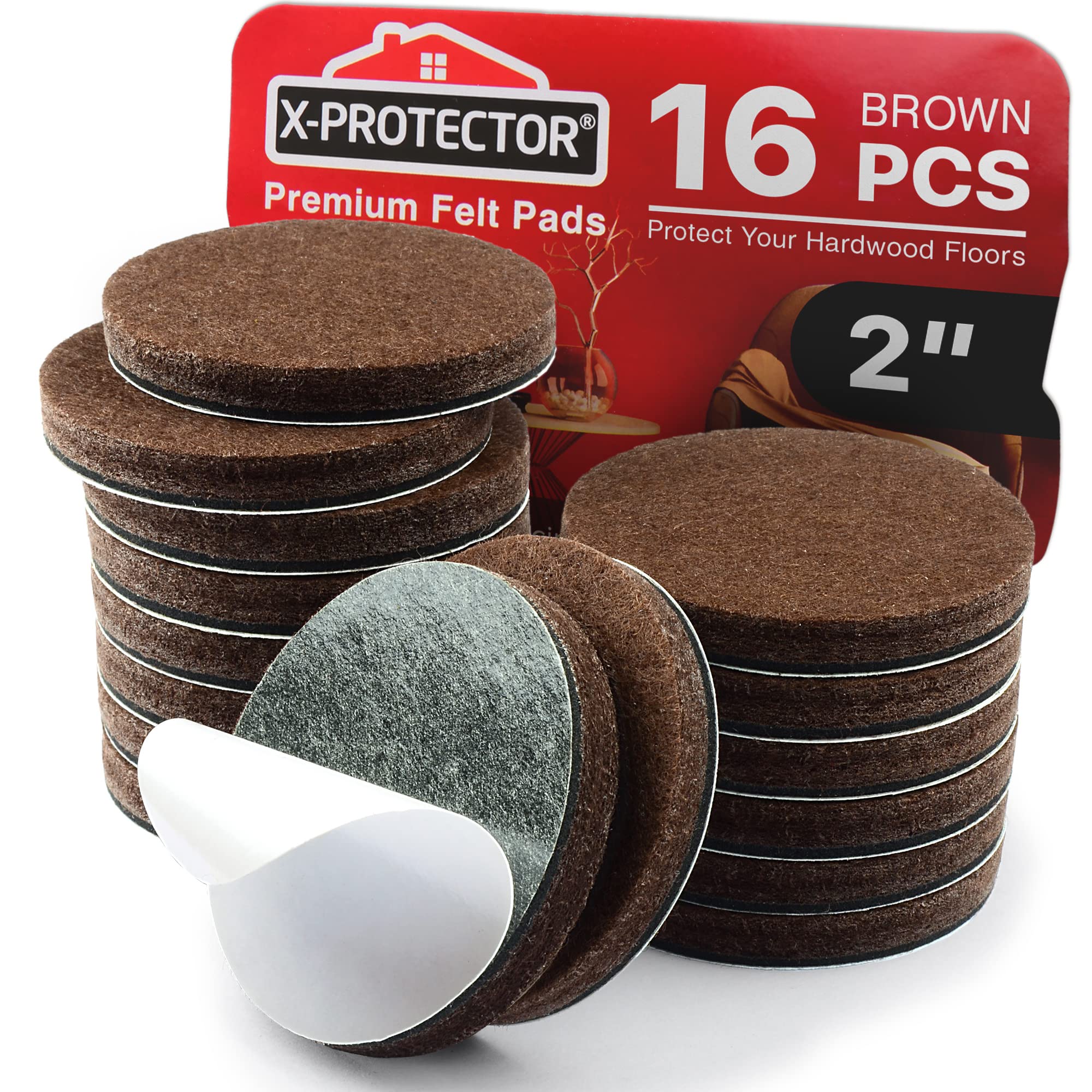 16 Heavy-Duty Felt Furniture Pads 2? 1/4? Thick X-Protector! Round Felt Pads For Furniture Feet - The Best Felt Floor Protectors