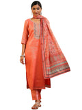 Libas Women'S Silk Blend Kurta Set (49133_Peach