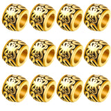 BronaGrand 100pcs Antique Gold Large Hole Spacer Beads Tibetan Alloy Column Barrel Beads with Nice Patterns Loose Charm Beads fo