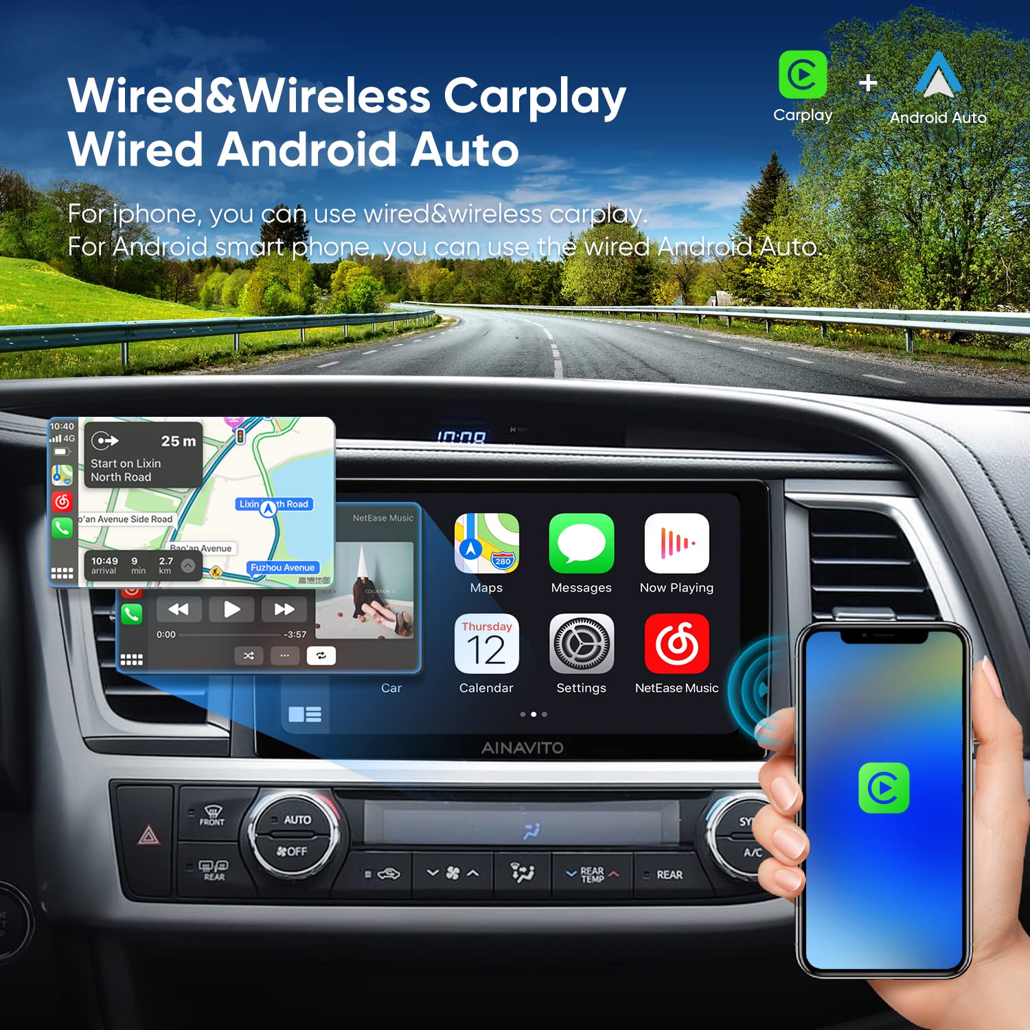 10.2 Inch 5G WiFi 8 Core 1280 * 720 Resolution Car Stereo Radio for Toyota Highlander 2015-2019 with Carplay Android Auto Androi