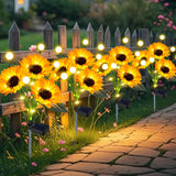 yeuago Sunflower Solar Lights Outdoor Garden Decor,Upgraded 4 Pack Solar Sunflowers with Firefly Lights Waterproof,Gifts for Mom