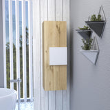 Tuhome Vanguard Medicine Cabinet, Three Shelves, Single Door Cabinet -White/Light Oak