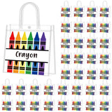 Supervitae 36 Pcs Crayon Clear Favor Bags with Handle Reusable Plastic PVC Rainbow Gift Bag Goodies Treats Totes for Back to Sch