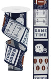 Craig Bachman 2.5 Football Block Pattern Ribbon: Navy/Silver 10 Yards of Versatile Wired Ribbon for Sports Football DIY Wreat