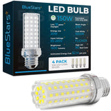 BlueStars 4 Packs E26 LED Corn Light Bulbs 20W Super Bright, 150W Led Corn Cob Light, 6500K Daylight White, 1600 lumens, Non-dim