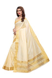 Yashika Womens Cottton Silk Sarees With Blouse Piece (Off White_Free_Size) Sdpl-Kerala Cotton,CREAM,Free Size,Cotton Blend,with blouse piece,with blouse piece