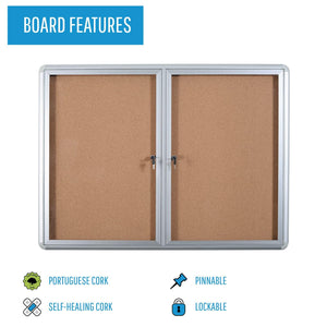 Cork Bulletin Enclosed Cabinet Two Swing Doors