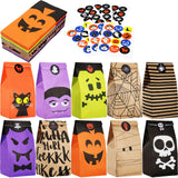 Outus 60 Pieces Halloween Goddie Bag Halloween Paper Gift Bags Candy Party Favor with 66 Pieces Stickers