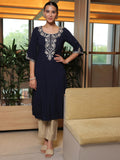 Libas Women'S Viscose Rayon Yoke Design Straight Kurta (29246 Blue Blue L